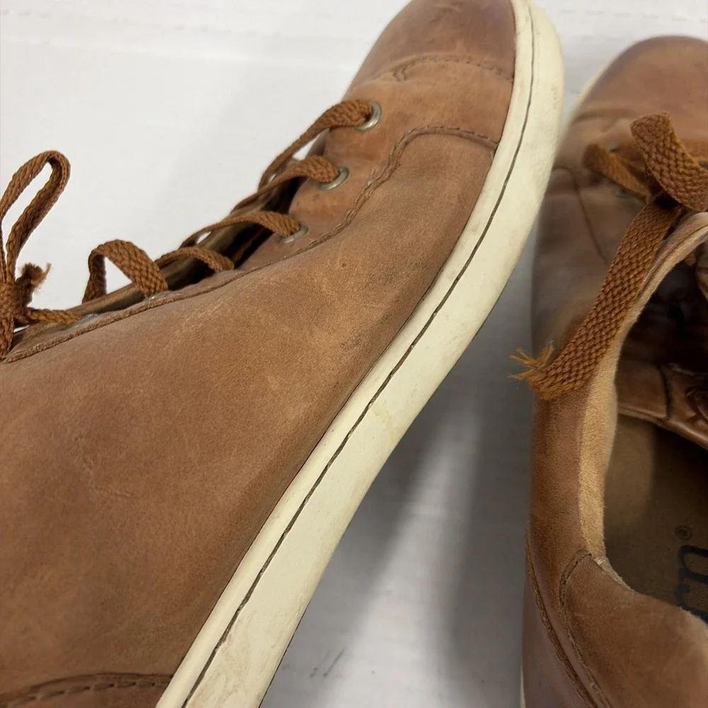 Born Mens 12M Brown Leather Lace Up Casual Sneakers Comfort Shoes BM0007-406 T17